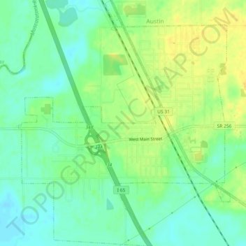 Austin topographic map, elevation, terrain