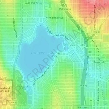 Green Lake Park topographic map, elevation, terrain