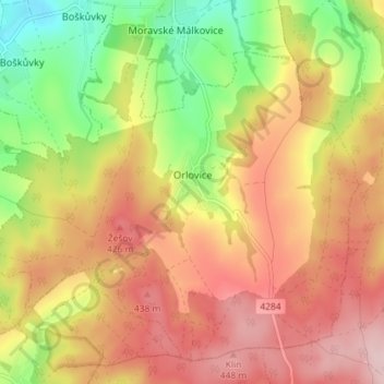 Orlovice topographic map, elevation, terrain