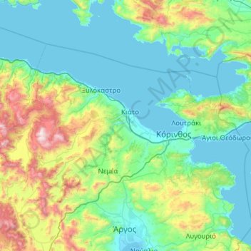 Corinthia Regional Unit topographic map, elevation, terrain