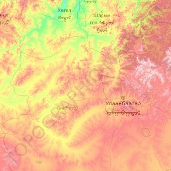 Tuul River topographic map, elevation, terrain