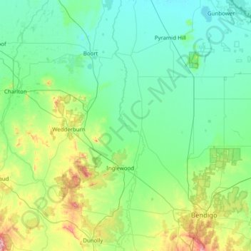 Shire of Loddon topographic map, elevation, terrain