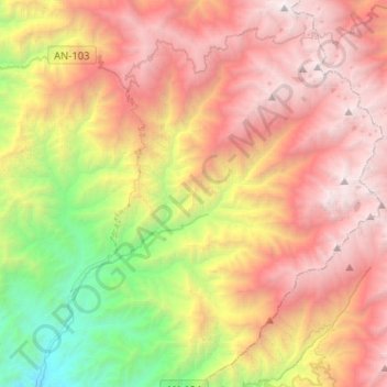 Cáceres del Perú topographic map, elevation, terrain
