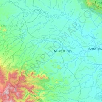 Bungo topographic map, elevation, terrain