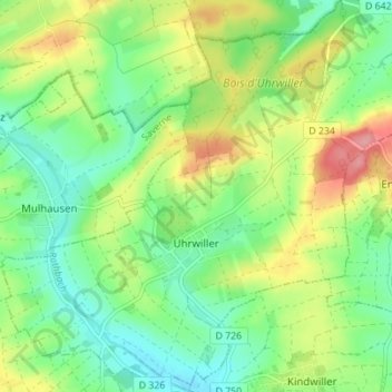 Uhrwiller topographic map, elevation, terrain