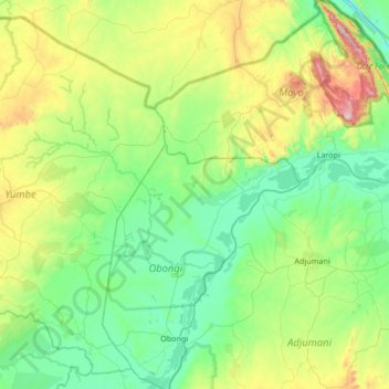 Moyo topographic map, elevation, terrain