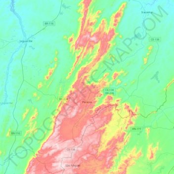 Pereiro topographic map, elevation, terrain