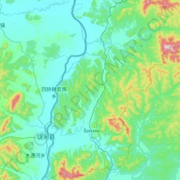 Bikinsky Rayon topographic map, elevation, terrain