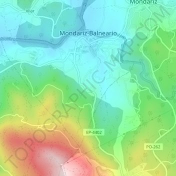 Mondariz-Balneario topographic map, elevation, terrain