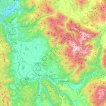 Velino topographic map, elevation, terrain