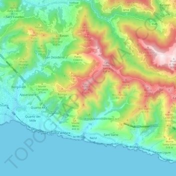 Levante topographic map, elevation, terrain