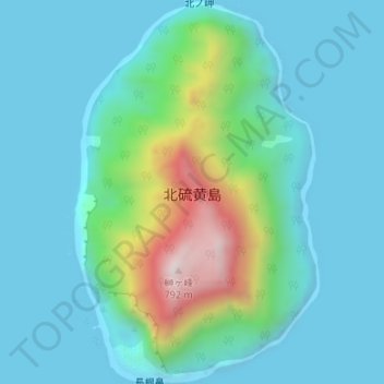 北硫黄島 topographic map, elevation, terrain