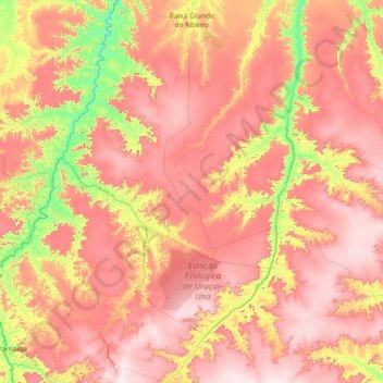 Baixa Grande do Ribeiro topographic map, elevation, terrain