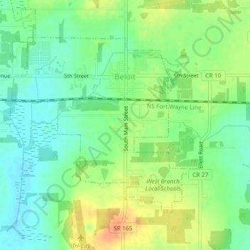 Beloit topographic map, elevation, terrain