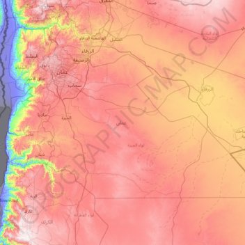 Amman topographic map, elevation, terrain