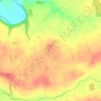 Hornby topographic map, elevation, terrain