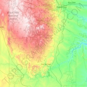 Custer County topographic map, elevation, terrain