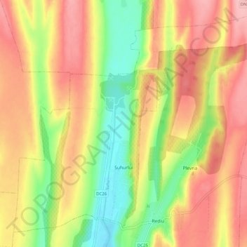 Suhurlui topographic map, elevation, terrain