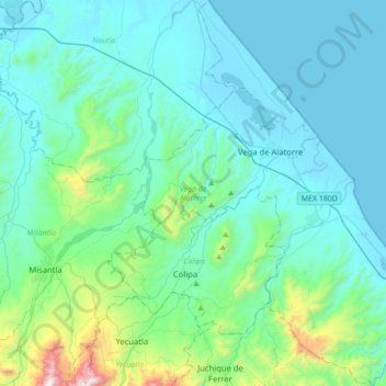 Vega de Alatorre topographic map, elevation, terrain