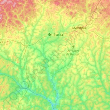 Communauté urbaine de Bertoua topographic map, elevation, terrain