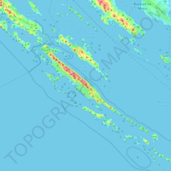 Kornati topographic map, elevation, terrain
