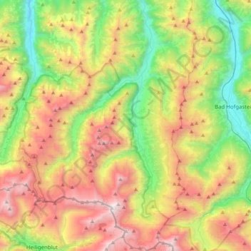 Rauris topographic map, elevation, terrain