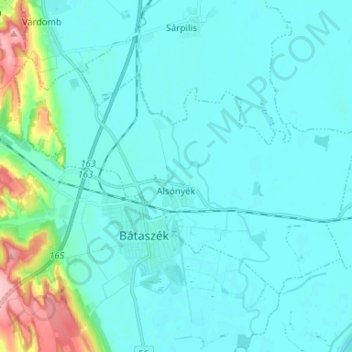 Alsónyék topographic map, elevation, terrain