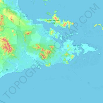 Semporna topographic map, elevation, terrain