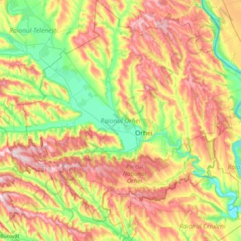 Orhei District topographic map, elevation, terrain