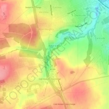 Dalton-le-Dale topographic map, elevation, terrain