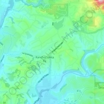 Rancho Santa Fe topographic map, elevation, terrain