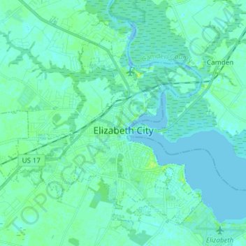 Elizabeth City topographic map, elevation, terrain