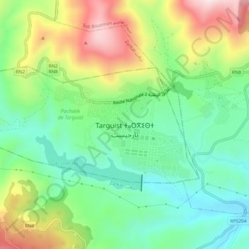 Targuist topographic map, elevation, terrain