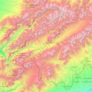 Chatkal District topographic map, elevation, terrain