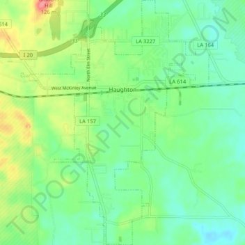 Haughton topographic map, elevation, terrain