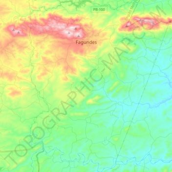 Fagundes topographic map, elevation, terrain