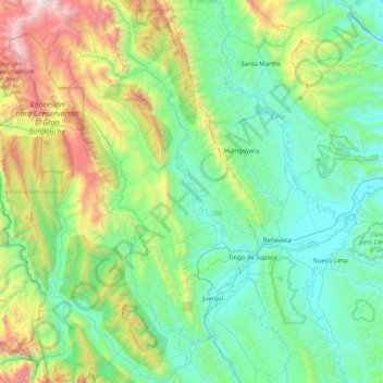 Pachiza topographic map, elevation, terrain