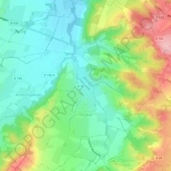 Devèze topographic map, elevation, terrain