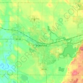 Hartford topographic map, elevation, terrain