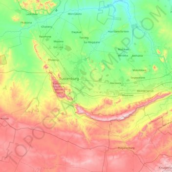 Rustenburg Local Municipality topographic map, elevation, terrain