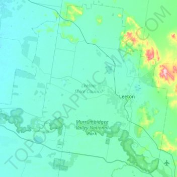 Leeton Shire Council topographic map, elevation, terrain