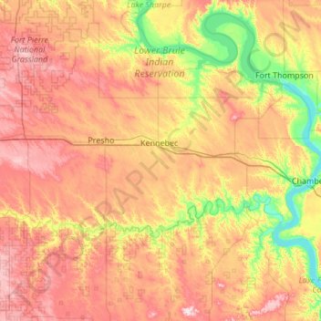 Lyman County topographic map, elevation, terrain