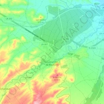 Cuzcurrita de Río Tirón topographic map, elevation, terrain