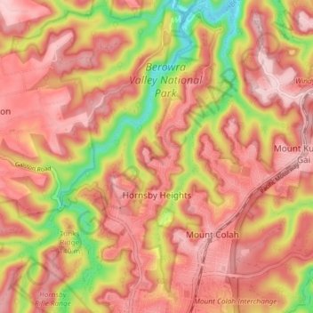 Hornsby Heights topographic map, elevation, terrain