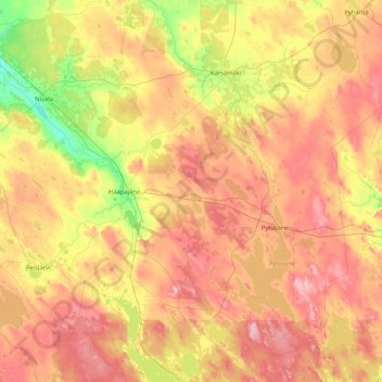 Nivala–Haapajärven seutukunta topographic map, elevation, terrain