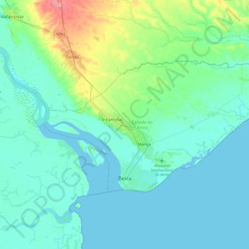 Cidade da Beira topographic map, elevation, terrain
