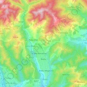 Brebu topographic map, elevation, terrain