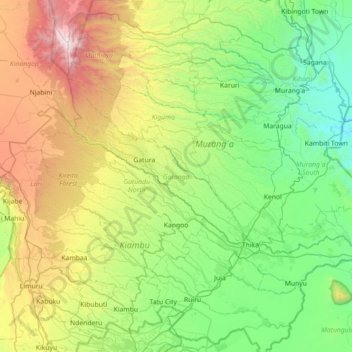 Gatanga topographic map, elevation, terrain