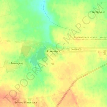 Romanivka topographic map, elevation, terrain
