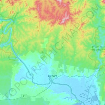 Orbost topographic map, elevation, terrain